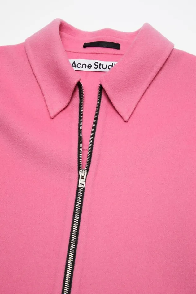 Acne Studios Wool Zipper Jacket Bubble Pink Man Outerwear