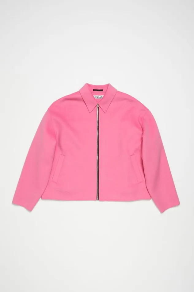 Acne Studios Wool Zipper Jacket Bubble Pink Man Outerwear