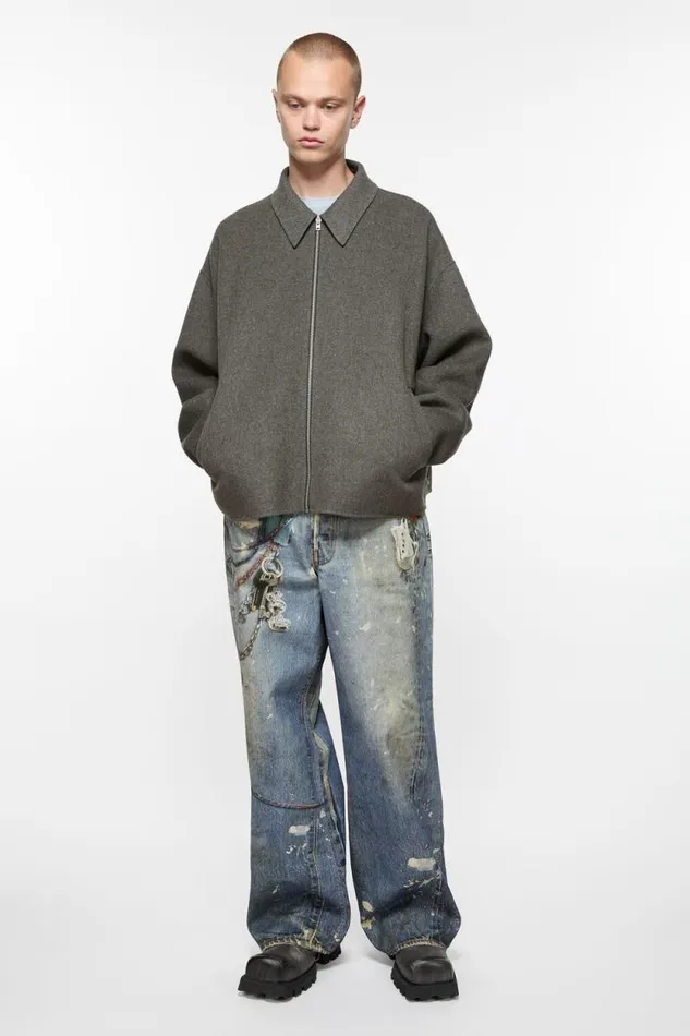 Acne Studios Wool Zipper Jacket Graphite Grey Man Outerwear