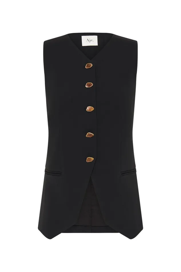 Aje Blazers Jackets and Coats Eve Buttoned Vest Black 8211 Women