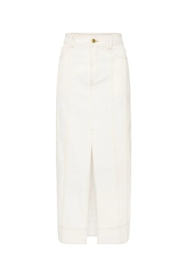 Aje Denim Farley Denim Midi Skirt White 8211 Women
