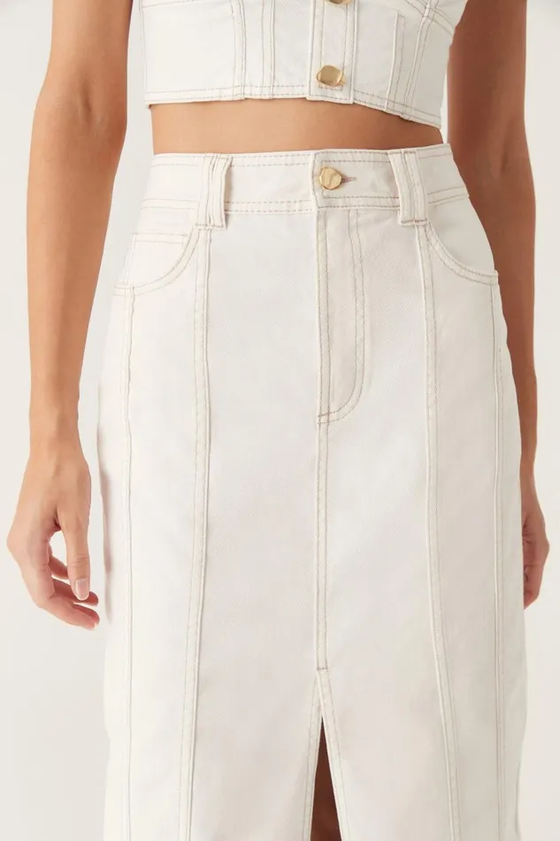Aje Denim Farley Denim Midi Skirt White 8211 Women