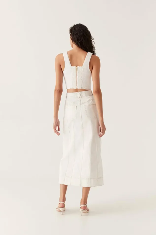 Aje Denim Farley Denim Midi Skirt White 8211 Women