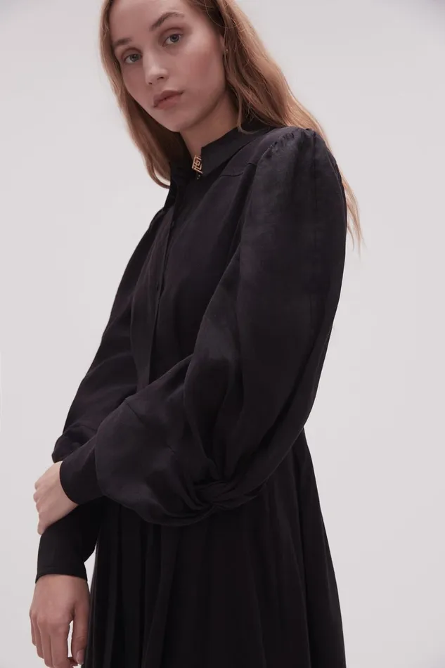 Aje Dresses Bonnie Knot Sleeve Midi Dress Black 8211 Women Aje Dresses Bonnie Knot Sleeve Midi Dress Black 8211 Women