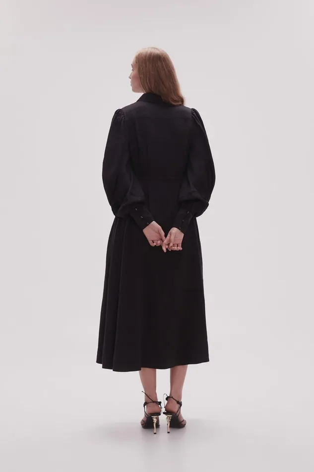 Aje Dresses Bonnie Knot Sleeve Midi Dress Black 8211 Women Aje Dresses Bonnie Knot Sleeve Midi Dress Black 8211 Women
