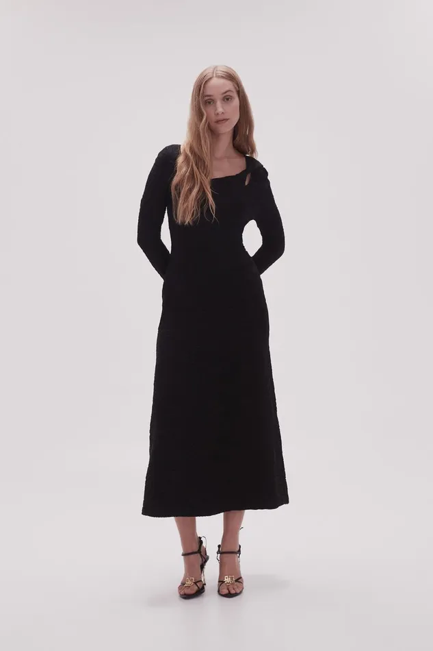 Aje Dresses Celeste Twist Knit Midi Dress Black 8211 Women