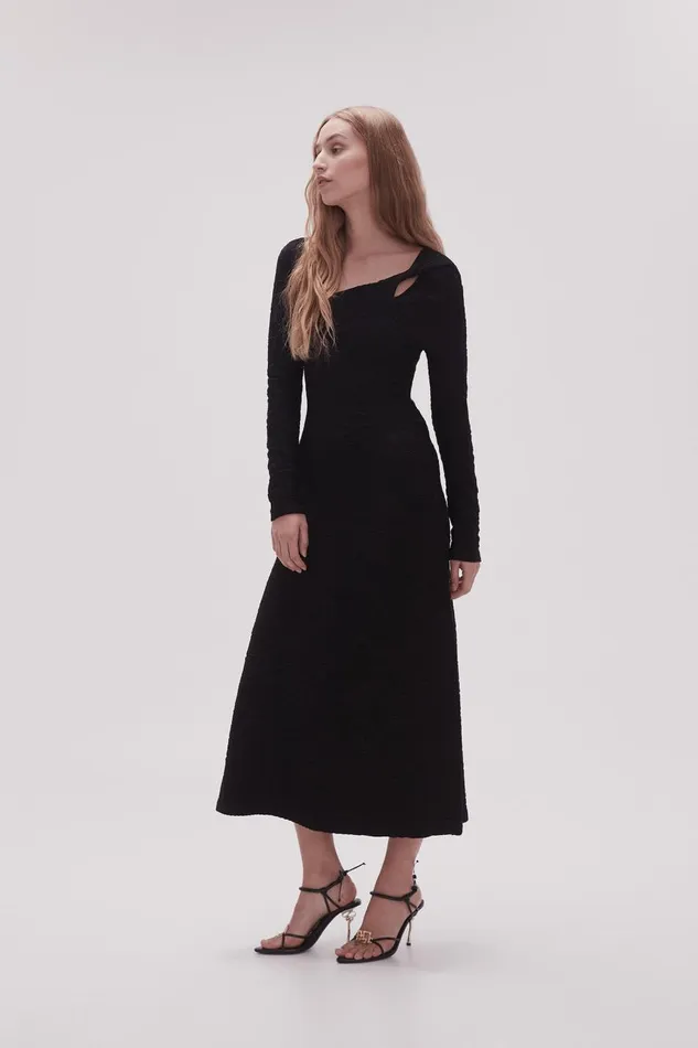 Aje Dresses Celeste Twist Knit Midi Dress Black 8211 Women Aje Dresses Celeste Twist Knit Midi Dress Black 8211 Women