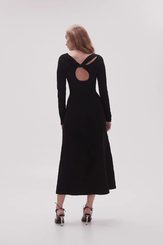Aje Dresses Celeste Twist Knit Midi Dress Black 8211 Women Aje Dresses Celeste Twist Knit Midi Dress Black 8211 Women