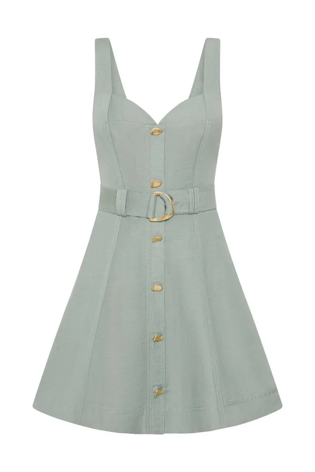 Aje Dresses Clay Belted Mini Dress Willow Green 8211 Women Aje Dresses Clay Belted Mini Dress Willow Green 8211 Women