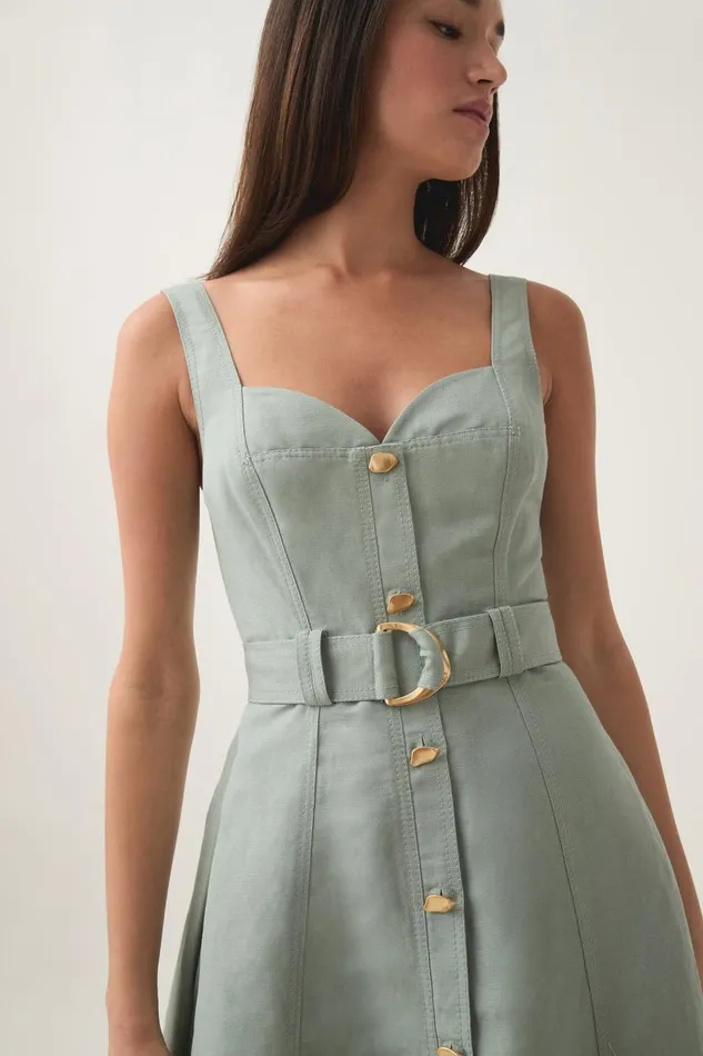 Aje Dresses Clay Belted Mini Dress Willow Green 8211 Women Aje Dresses Clay Belted Mini Dress Willow Green 8211 Women