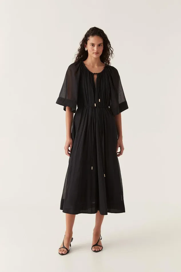 Aje Dresses Damia Smock Midi Dress Black 8211 Women