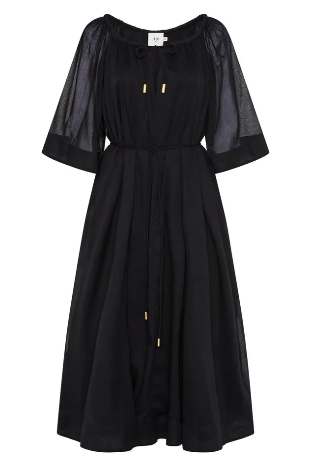 Aje Dresses Damia Smock Midi Dress Black 8211 Women Aje Dresses Damia Smock Midi Dress Black 8211 Women