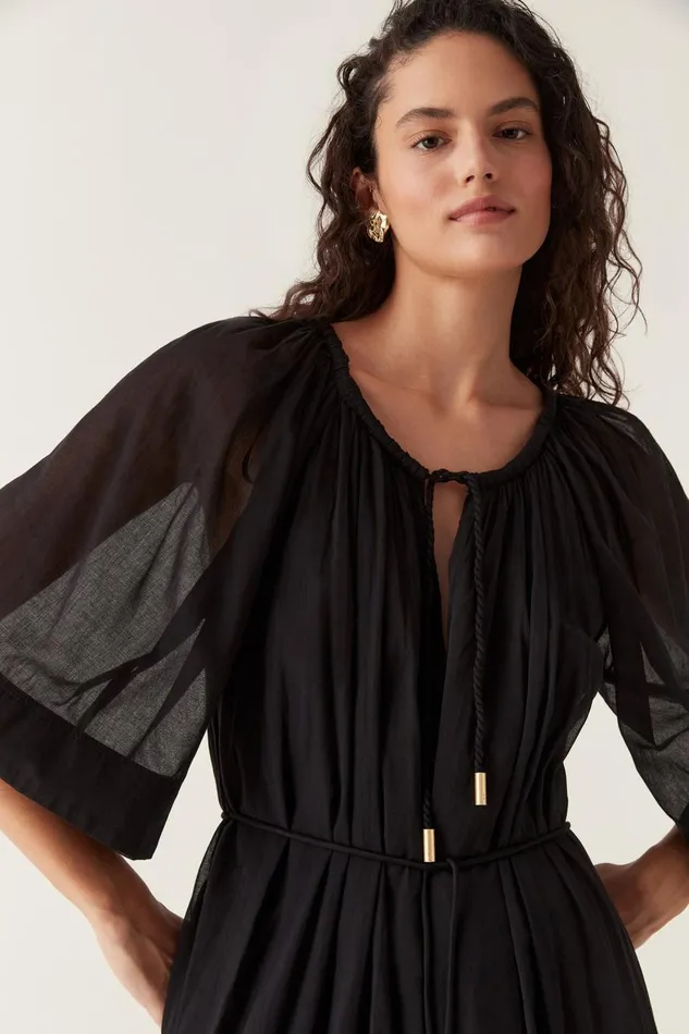 Aje Dresses Damia Smock Midi Dress Black 8211 Women Aje Dresses Damia Smock Midi Dress Black 8211 Women