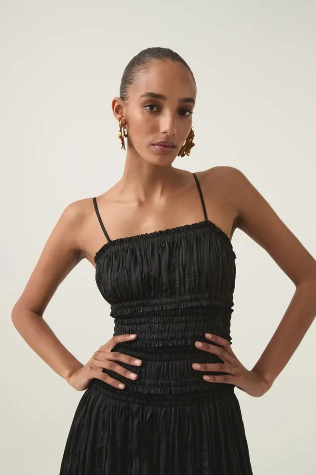 Aje Dresses Dewdrop Layered Satin Gown Black 8211 Women Aje Dresses Dewdrop Layered Satin Gown Black 8211 Women