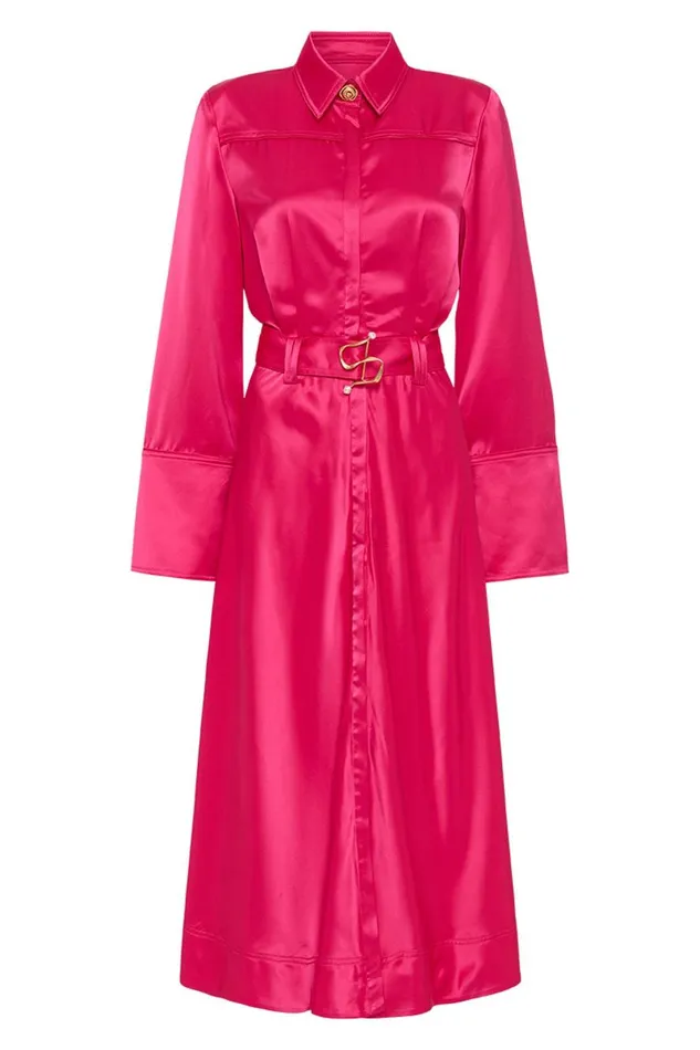 Aje Dresses Echo Belted Midi Shirt Dress Hot Pink 8211 Women Aje Dresses Echo Belted Midi Shirt Dress Hot Pink 8211 Women