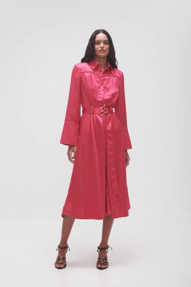 Aje Dresses Echo Belted Midi Shirt Dress Hot Pink 8211 Women Aje Dresses Echo Belted Midi Shirt Dress Hot Pink 8211 Women
