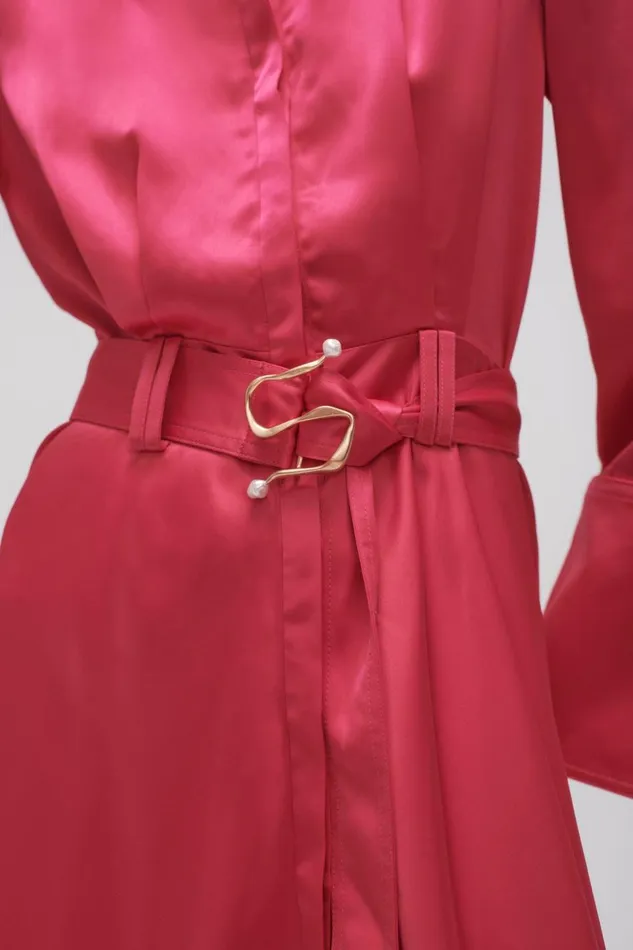 Aje Dresses Echo Belted Midi Shirt Dress Hot Pink 8211 Women Aje Dresses Echo Belted Midi Shirt Dress Hot Pink 8211 Women