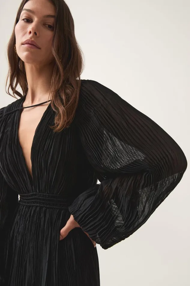 Aje Dresses Genevieve Pleated Midi Dress Black 8211 Women Aje Dresses Genevieve Pleated Midi Dress Black 8211 Women