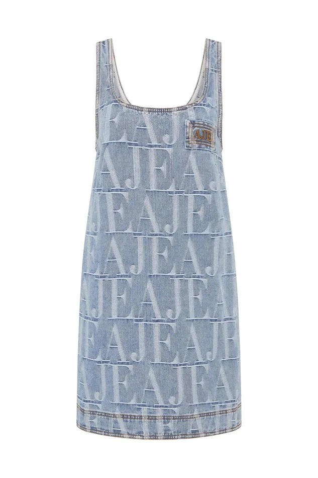 Aje Dresses Nostalgia Denim Mini Dress Coastal Logo Wash 8211 Women Aje Dresses Nostalgia Denim Mini Dress Coastal Logo Wash 8211 Women