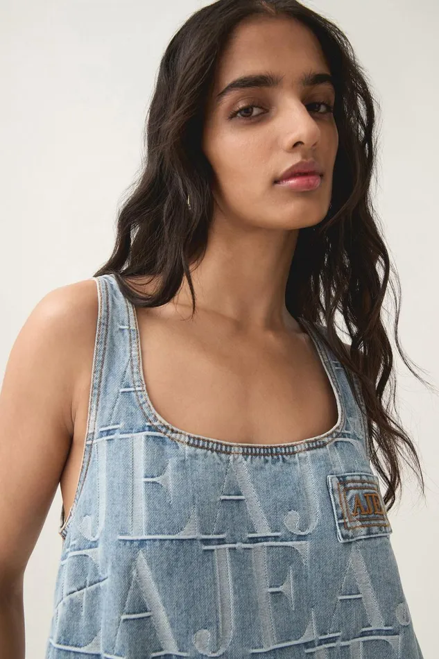 Aje Dresses Nostalgia Denim Mini Dress Coastal Logo Wash 8211 Women Aje Dresses Nostalgia Denim Mini Dress Coastal Logo Wash 8211 Women