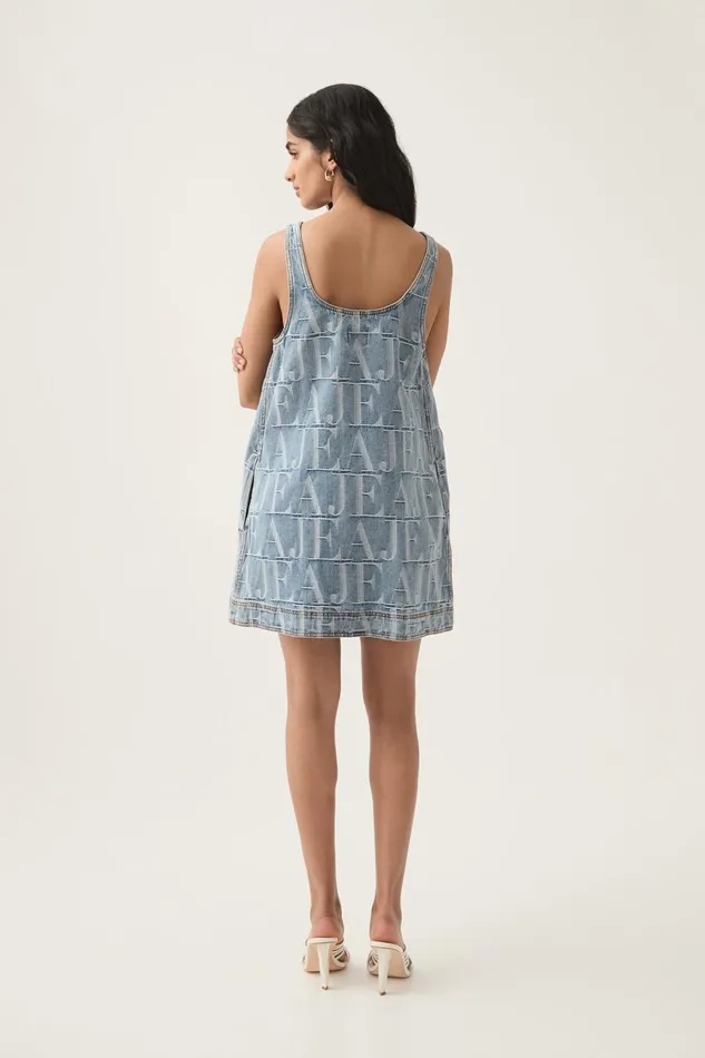 Aje Dresses Nostalgia Denim Mini Dress Coastal Logo Wash 8211 Women Aje Dresses Nostalgia Denim Mini Dress Coastal Logo Wash 8211 Women