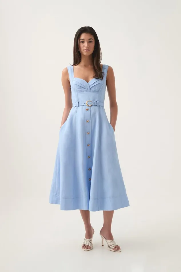 Aje Dresses Primary Belted Midi Dress Daydream Blue 8211 Women