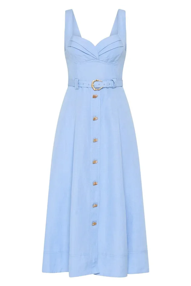 Aje Dresses Primary Belted Midi Dress Daydream Blue 8211 Women Aje Dresses Primary Belted Midi Dress Daydream Blue 8211 Women