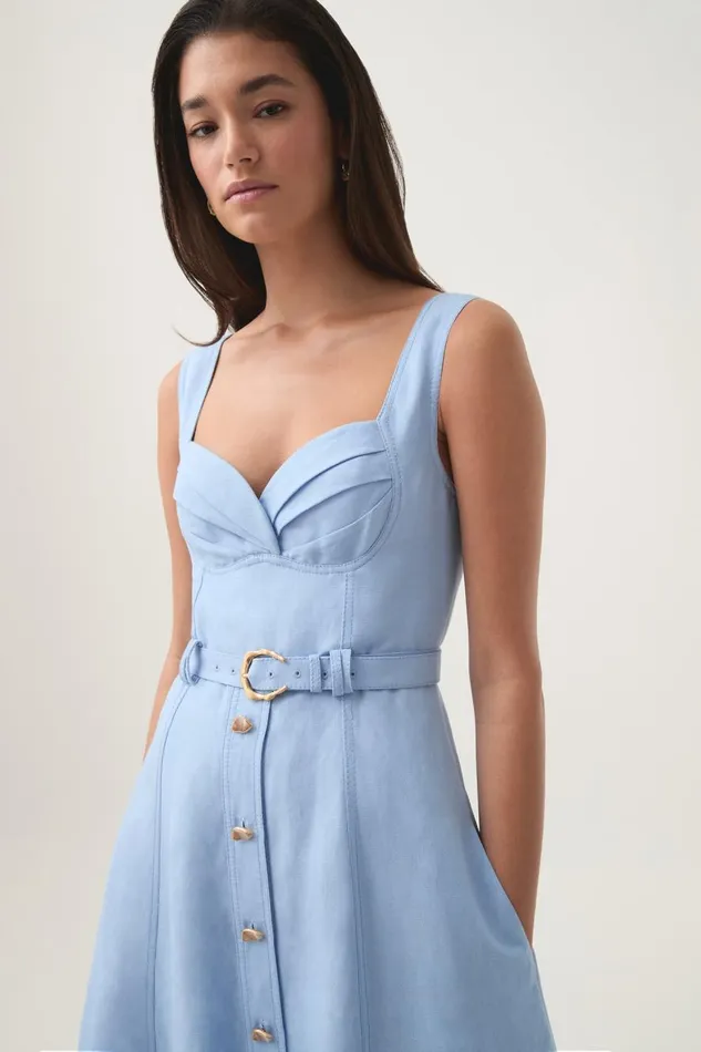 Aje Dresses Primary Belted Midi Dress Daydream Blue 8211 Women Aje Dresses Primary Belted Midi Dress Daydream Blue 8211 Women