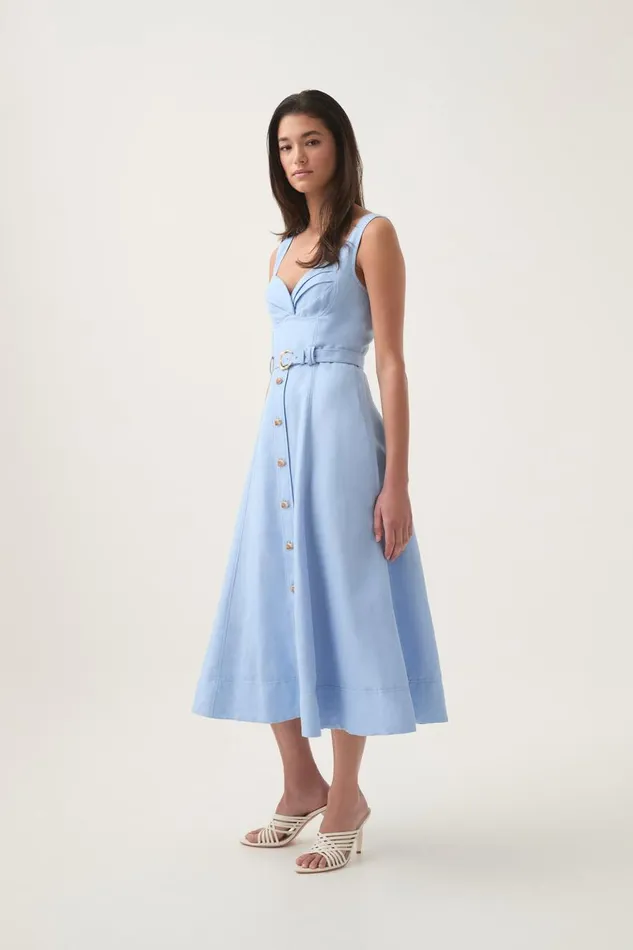 Aje Dresses Primary Belted Midi Dress Daydream Blue 8211 Women Aje Dresses Primary Belted Midi Dress Daydream Blue 8211 Women