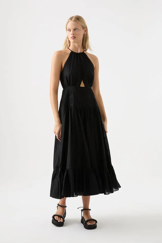 Aje Dresses Renata Eyelash Midi Dress Black 8211 Women