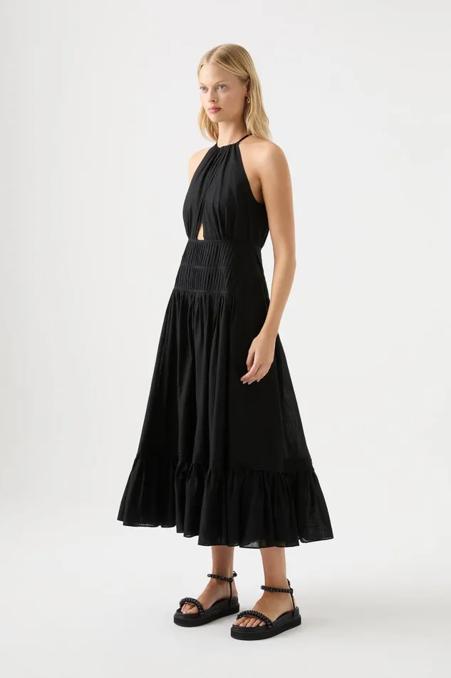 Aje Dresses Renata Eyelash Midi Dress Black 8211 Women Aje Dresses Renata Eyelash Midi Dress Black 8211 Women