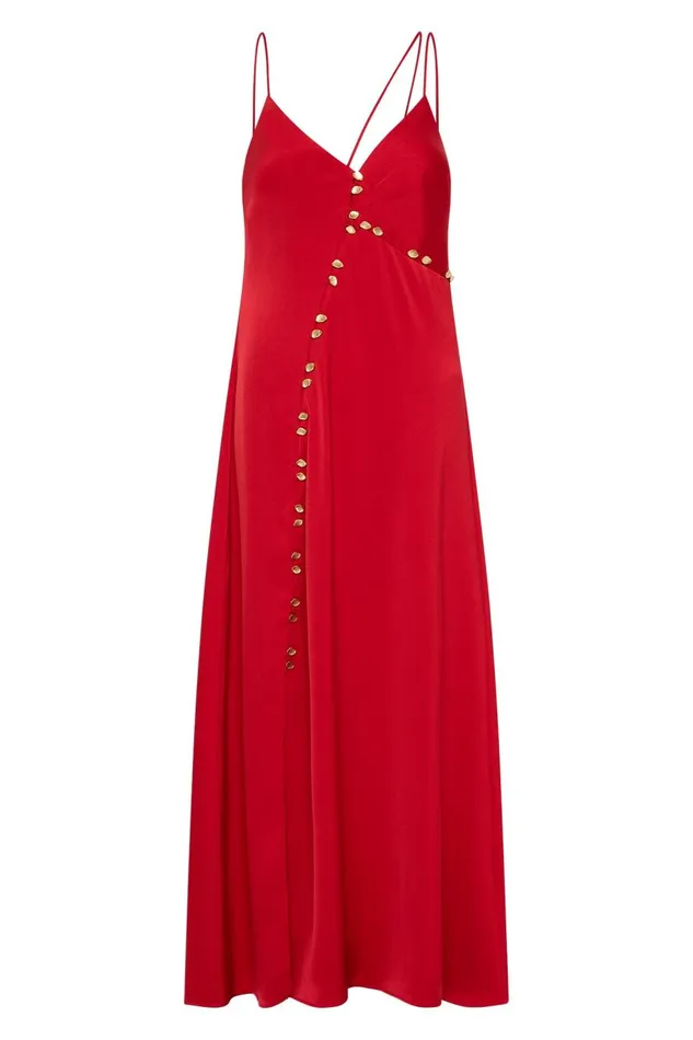 Aje Dresses Riddle Button Down Maxi Dress Scarlet Red 8211 Women Aje Dresses Riddle Button Down Maxi Dress Scarlet Red 8211 Women