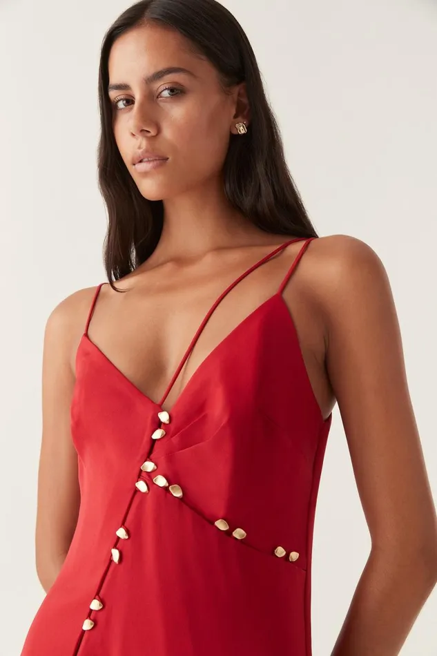 Aje Dresses Riddle Button Down Maxi Dress Scarlet Red 8211 Women Aje Dresses Riddle Button Down Maxi Dress Scarlet Red 8211 Women