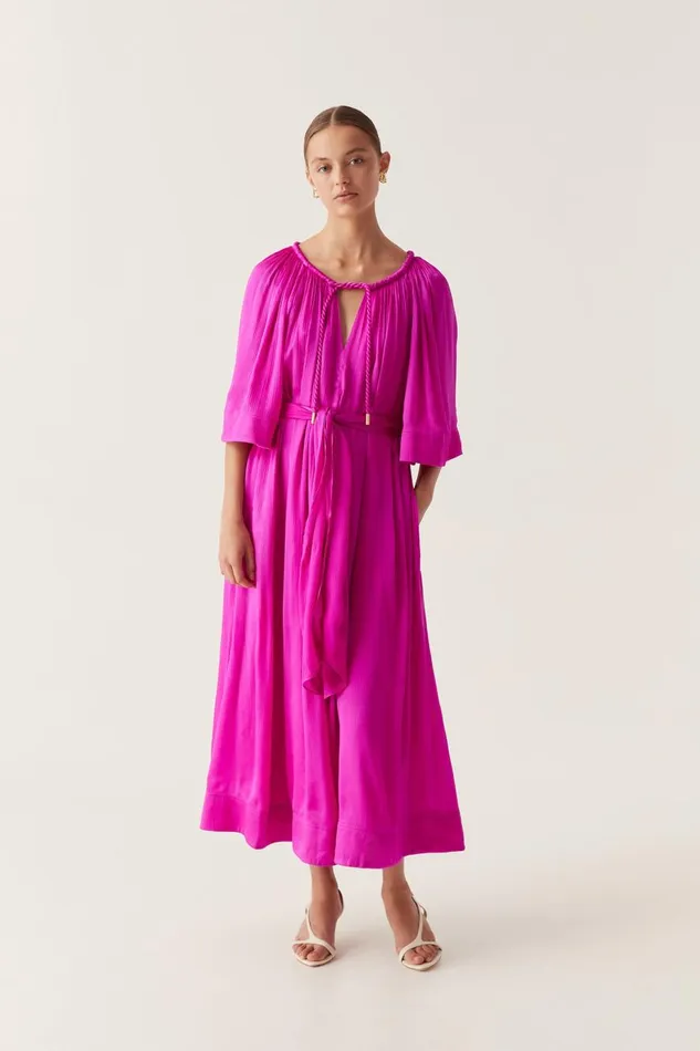 Aje Dresses Seraphina Silk Midi Dress Deep Magenta 8211 Women