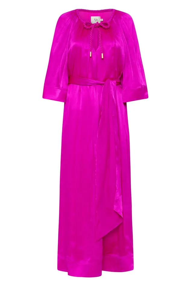 Aje Dresses Seraphina Silk Midi Dress Deep Magenta 8211 Women Aje Dresses Seraphina Silk Midi Dress Deep Magenta 8211 Women