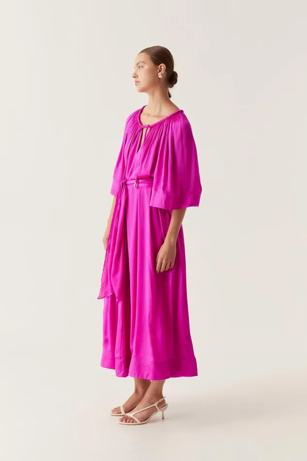 Aje Dresses Seraphina Silk Midi Dress Deep Magenta 8211 Women Aje Dresses Seraphina Silk Midi Dress Deep Magenta 8211 Women