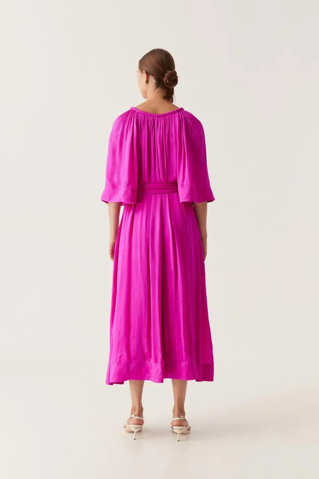 Aje Dresses Seraphina Silk Midi Dress Deep Magenta 8211 Women Aje Dresses Seraphina Silk Midi Dress Deep Magenta 8211 Women