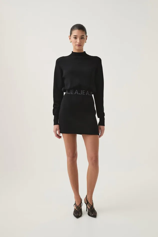 Aje Dresses Soloist Knit Mini Dress Black 8211 Women