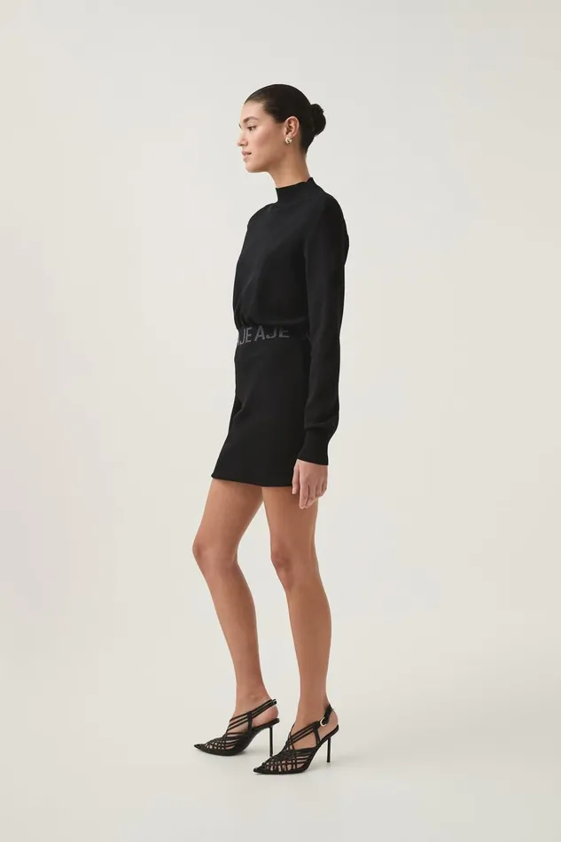 Aje Dresses Soloist Knit Mini Dress Black 8211 Women Aje Dresses Soloist Knit Mini Dress Black 8211 Women