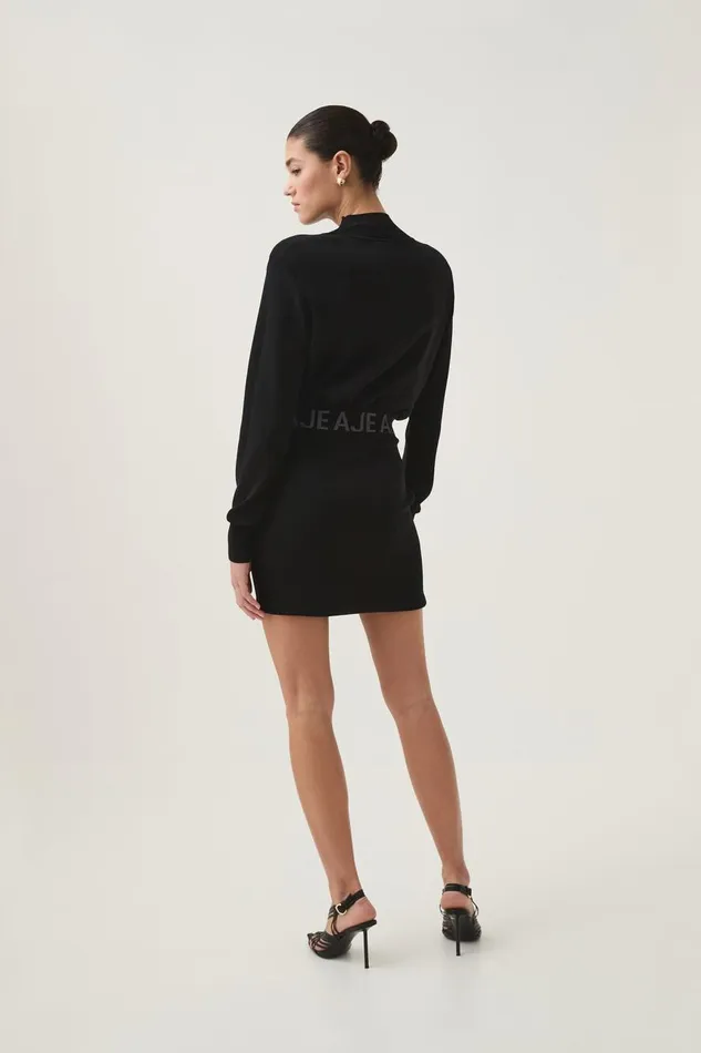 Aje Dresses Soloist Knit Mini Dress Black 8211 Women Aje Dresses Soloist Knit Mini Dress Black 8211 Women