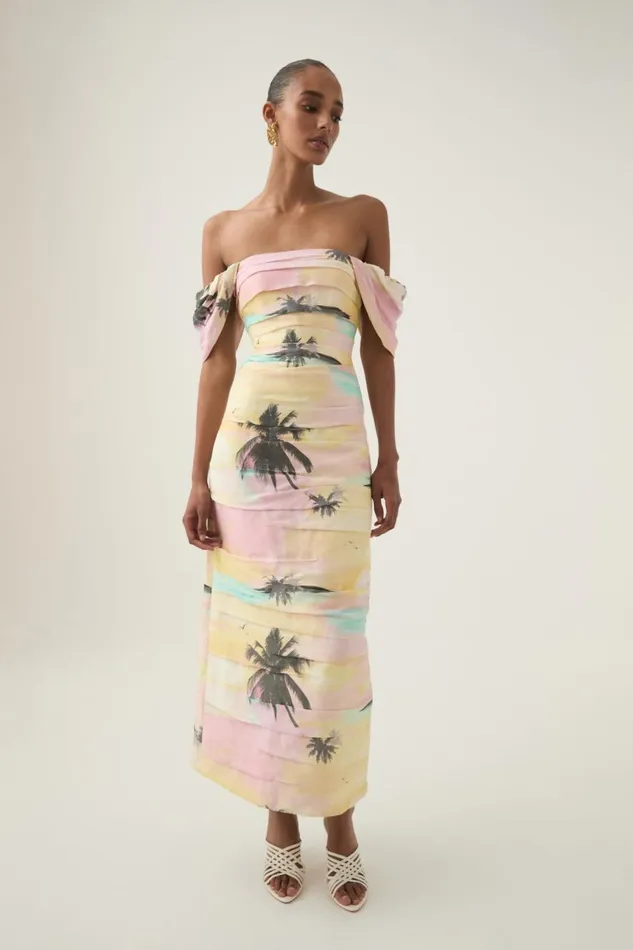 Aje Dresses Zara Gathered Maxi Dress Sunset Sky 8211 Women