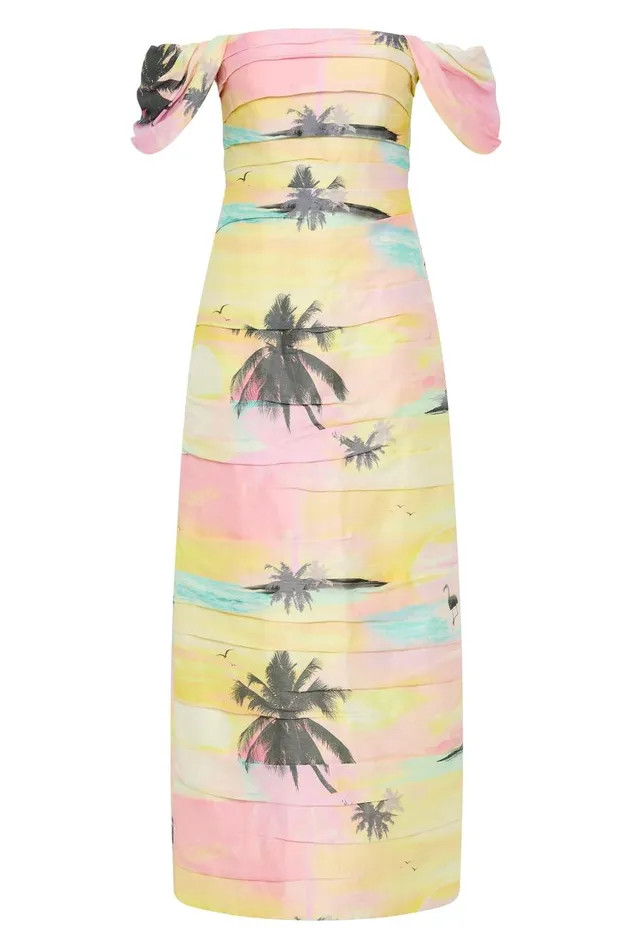 Aje Dresses Zara Gathered Maxi Dress Sunset Sky 8211 Women Aje Dresses Zara Gathered Maxi Dress Sunset Sky 8211 Women