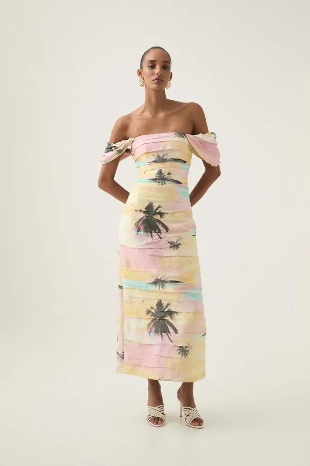 Aje Dresses Zara Gathered Maxi Dress Sunset Sky 8211 Women Aje Dresses Zara Gathered Maxi Dress Sunset Sky 8211 Women
