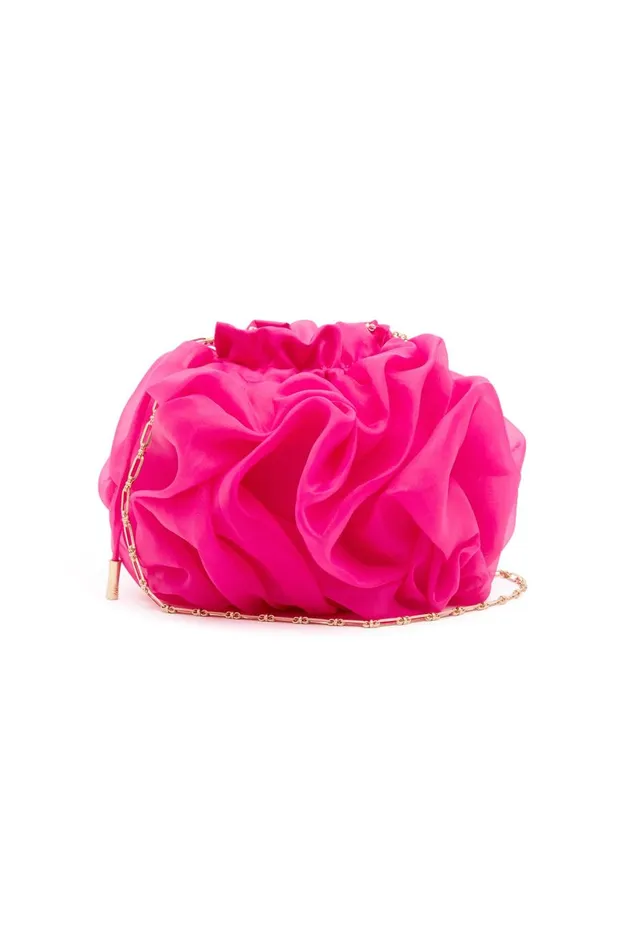 Aje Handbags and Wallets Evalie Organza Ruffle Bag Deep Magenta 8211 Women