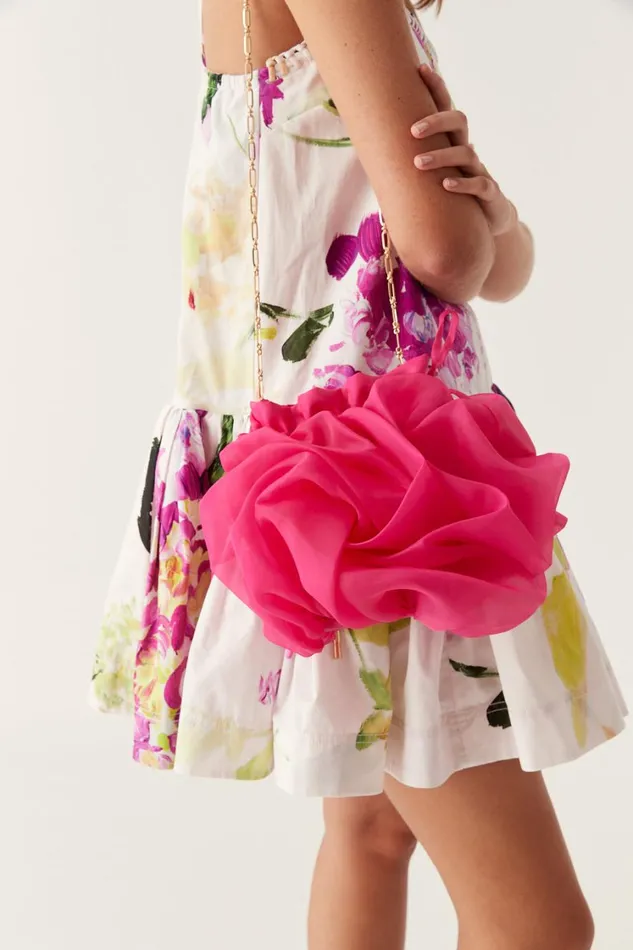 Aje Handbags and Wallets Evalie Organza Ruffle Bag Deep Magenta 8211 Women Aje Handbags and Wallets Evalie Organza Ruffle Bag Deep Magenta 8211 Women