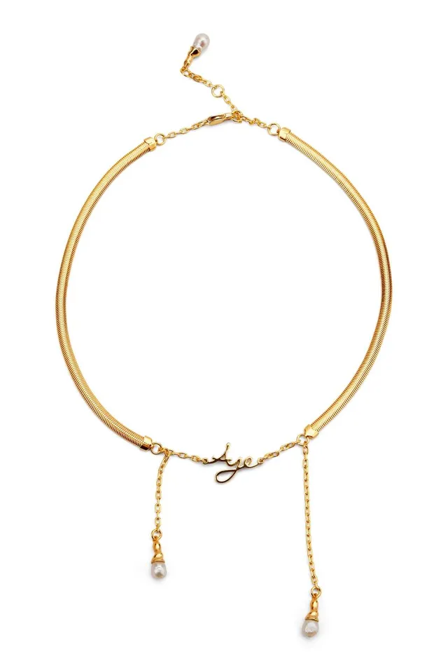 Aje Jewelry Larissa Logo Pearl Necklace Gold 8211 Women Aje Jewelry Larissa Logo Pearl Necklace Gold 8211 Women