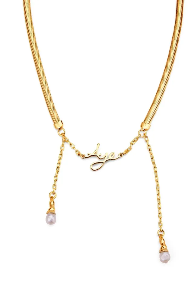 Aje Jewelry Larissa Logo Pearl Necklace Gold 8211 Women Aje Jewelry Larissa Logo Pearl Necklace Gold 8211 Women