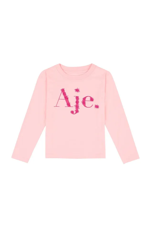 Aje Kids Nara Long Sleeve Kids Tee Pink Quartzdark Pink Logo 8211 Women
