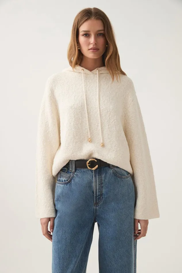 Aje Knitwear and Jumpers Lyla Knit Hoodie Ivory 8211 Women