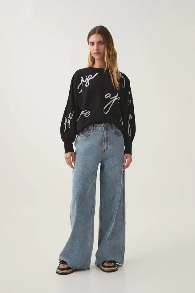 Aje Knitwear and Jumpers Resemblance Logo Knit Blackivory 8211 Women